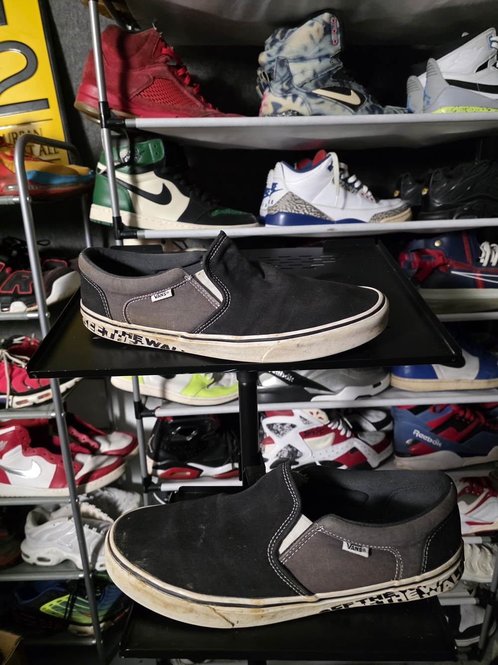 🔥 Hot! Vans Men Size 13 Skate Black and Gray Canvas Slip-On Loafers